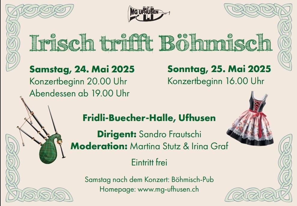 „Irisch trifft Böhmisch“ am 24. und 25. Mai 2025 in Ufhusen